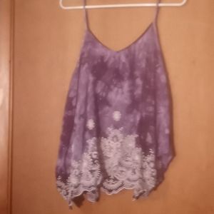 Camisole, purple with white eyelet